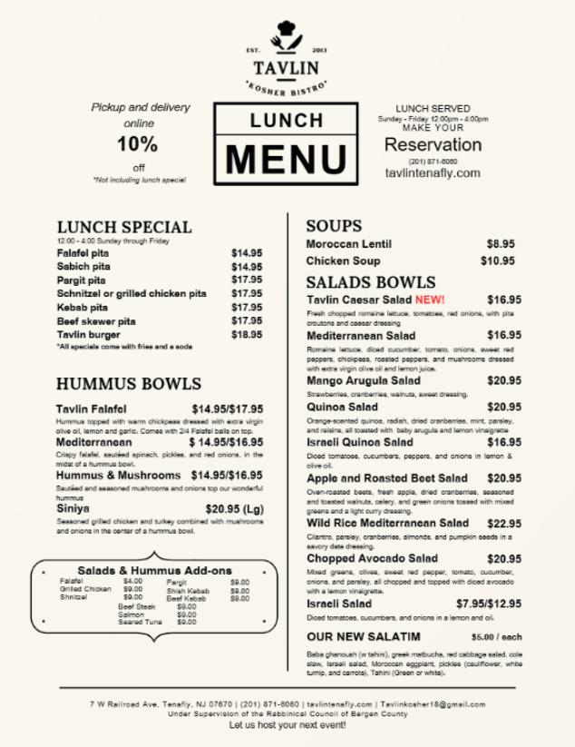 menu